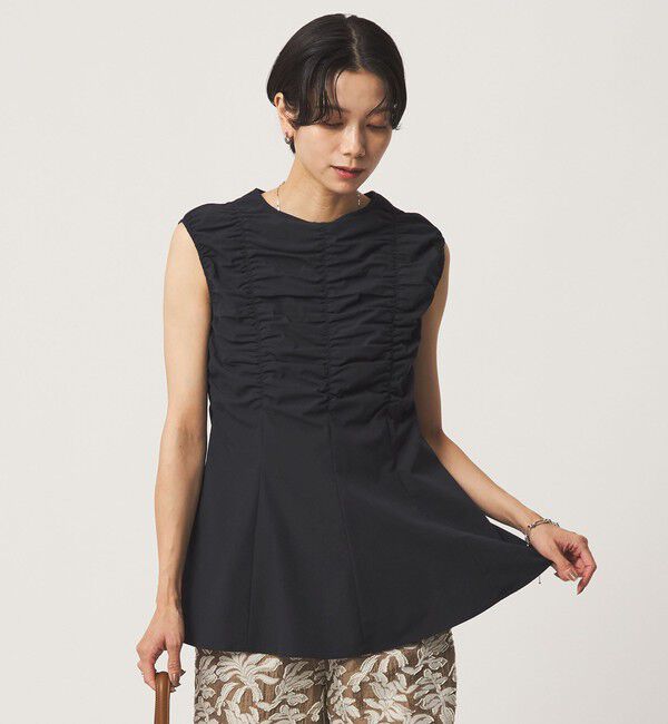 UNITED ARROWS green label relaxing「シャーリング ブラウス」|シャツ・ブラウス|NAVY