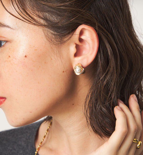 UNITED ARROWS green label relaxing「Wrap フェイクパール イヤリング」|イヤリング|GOLD