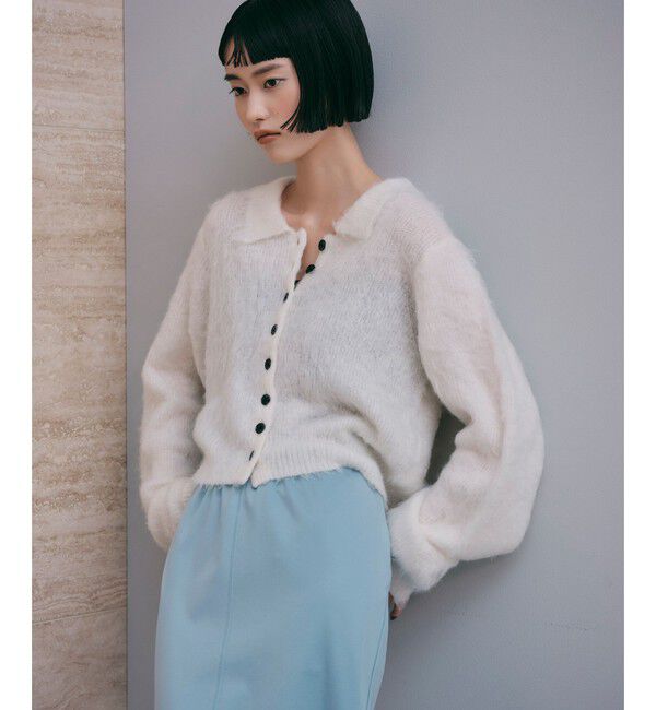 EMMEL REFINES「＜EMMEL REFINES＞EM フラッフィー エリボタン カーディガン」|カーディガン|WHITE