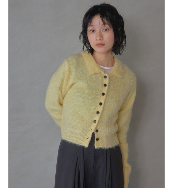 EMMEL REFINES「＜EMMEL REFINES＞EM フラッフィー エリボタン カーディガン」|カーディガン|YELLOW