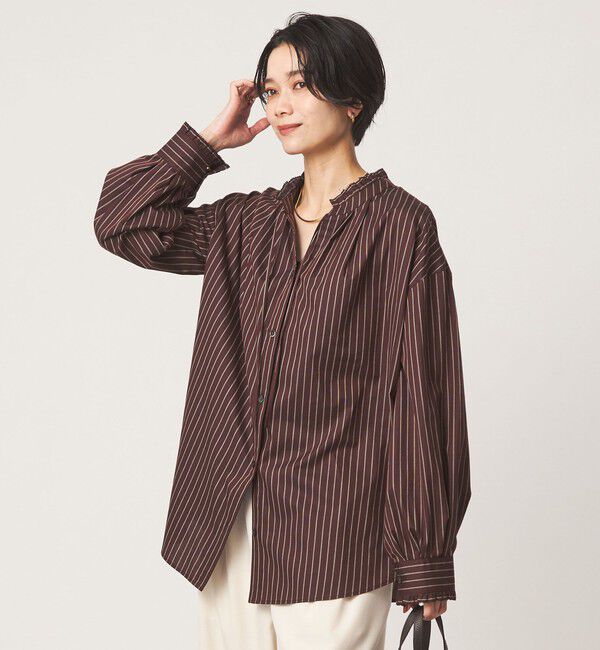 UNITED ARROWS green label relaxing「［size SHORTあり］フリルネック 2WAY ブラウス」|シャツ・ブラウス|