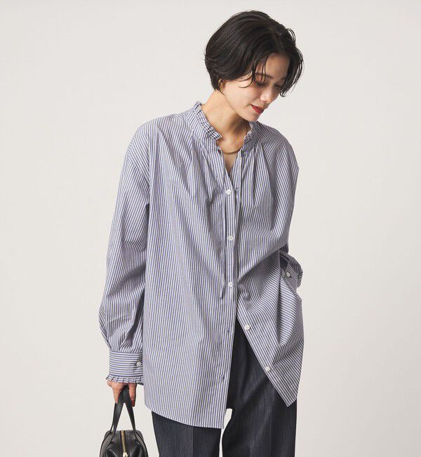 UNITED ARROWS green label relaxing「［size SHORTあり］フリルネック 2WAY ブラウス」|シャツ・ブラウス|