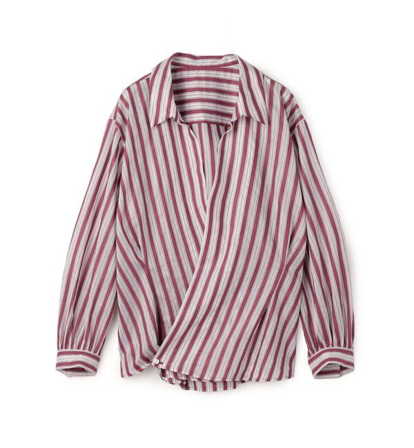 MACPHEE「プラムシアーストライプ カシュクールシャツ」|シャツ・ブラウス|34 ボルドー系