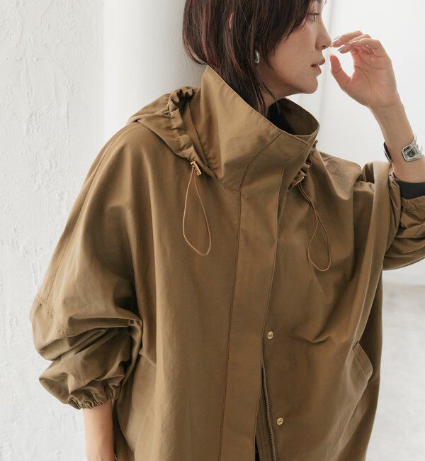 「【撥水/手洗い可】ドルマンフーディコート」|その他|キャメル
