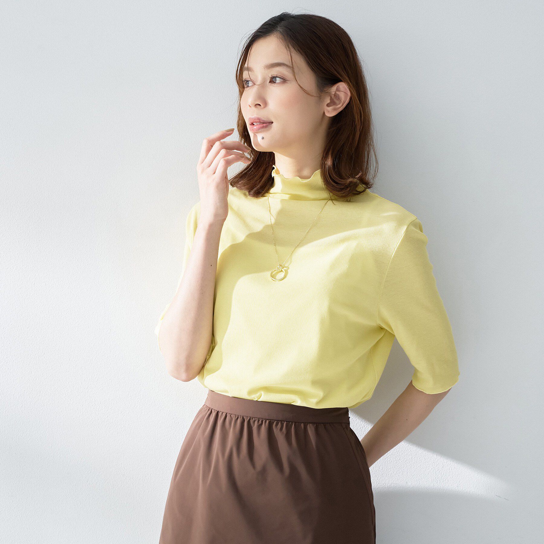UNTITLED「【重ね着レイヤードに】シアーテレコハイネックトップス」|Tシャツ・カットソー|