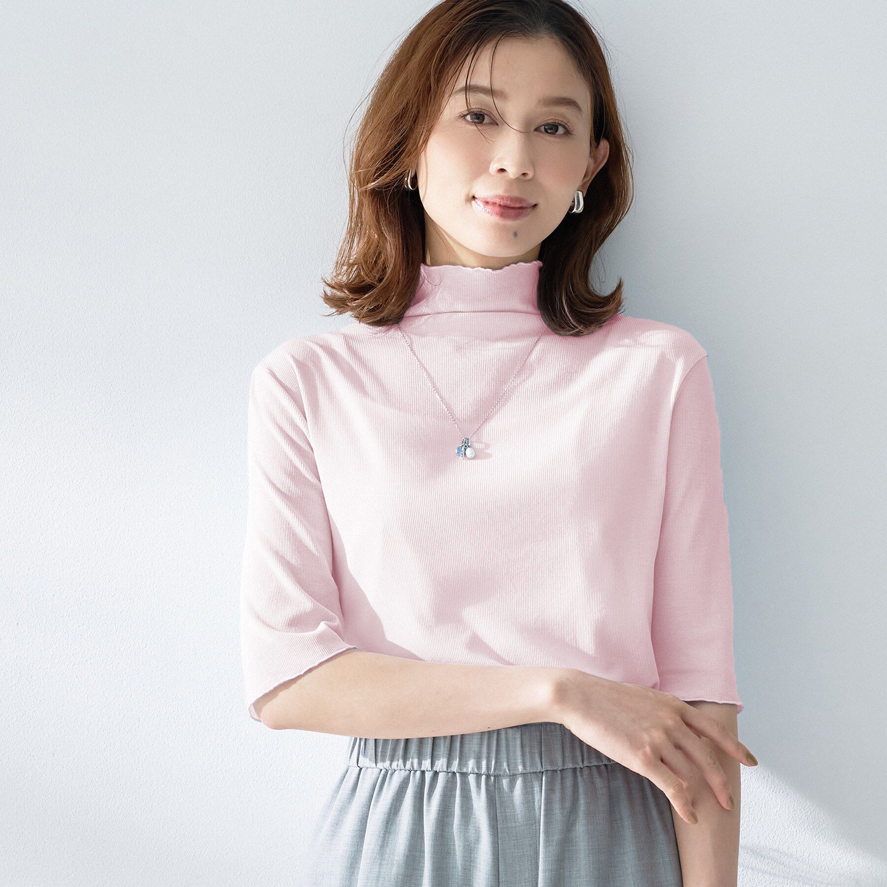 UNTITLED「【重ね着レイヤードに】シアーテレコハイネックトップス」|Tシャツ・カットソー|