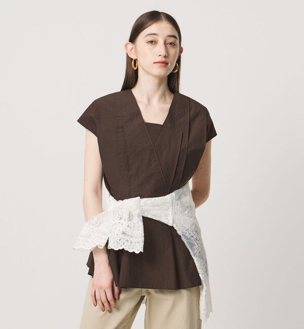 UNITED ARROWS「MANTECO POP フレンチスリーブ ブラウス」|シャツ・ブラウス|DK.BROWN