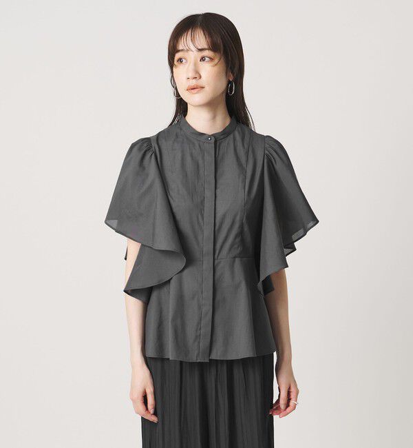 UNITED ARROWS「オーガンジー ペプラム フレア ブラウス ‐ウォッシャブル‐」|シャツ・ブラウス|