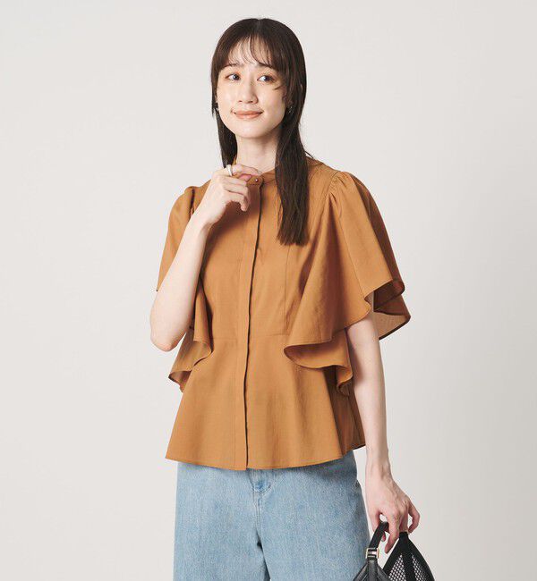 UNITED ARROWS「オーガンジー ペプラム フレア ブラウス ‐ウォッシャブル‐」|シャツ・ブラウス|