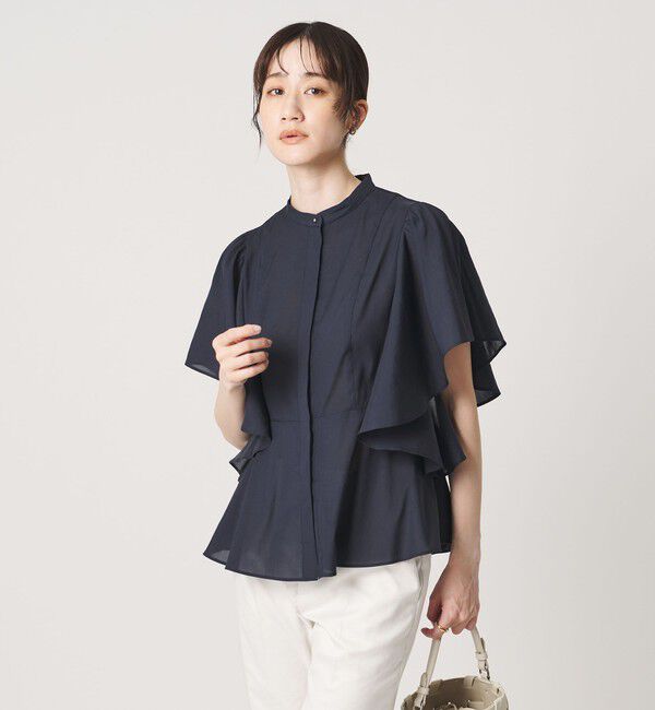 UNITED ARROWS「オーガンジー ペプラム フレア ブラウス ‐ウォッシャブル‐」|シャツ・ブラウス|