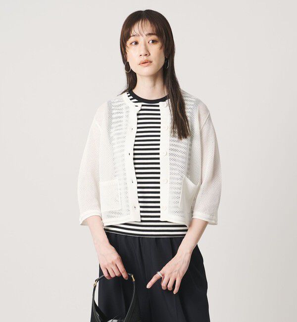 UNITED ARROWS「コットン メッシュ カーディガン」|カーディガン|OFF WHITE
