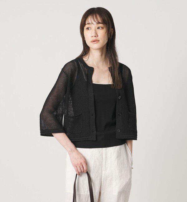 UNITED ARROWS「コットン メッシュ カーディガン」|カーディガン|BLACK