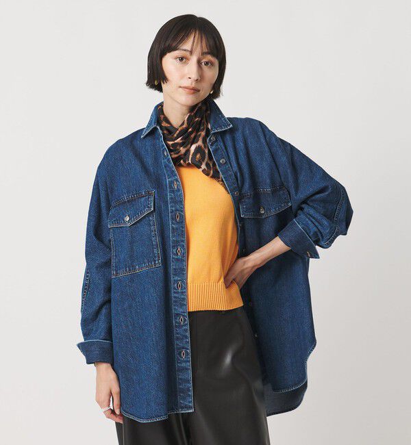 UNITED ARROWS「＜SACRA＞デニム ロングシャツ」|シャツ・ブラウス|NAVY