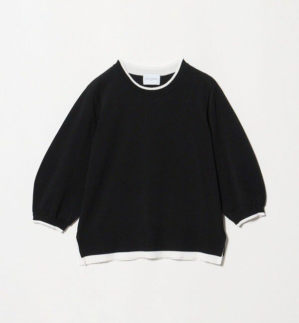 UNITED ARROWS「ブローチ ハーフスリーブ ニット」|ニット・セーター|BLACK