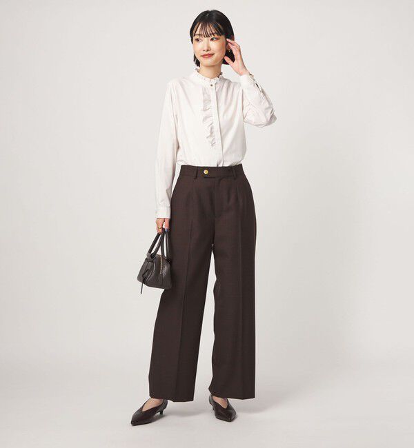 UNITED ARROWS green label relaxing「フリル ディテール ブラウス マシンウォッシャブル UVカット」|シャツ・ブラウス|
