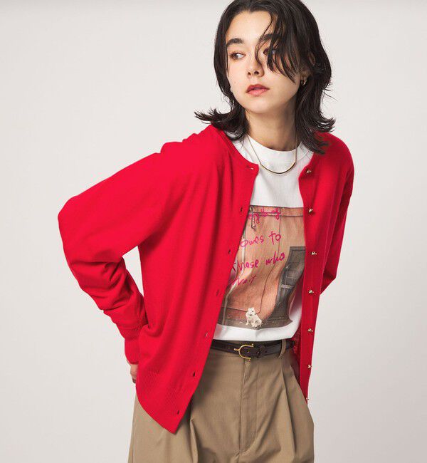 UNITED ARROWS green label relaxing「エブリニット 2WAY クルーネック カーディガン」|カーディガン|RED