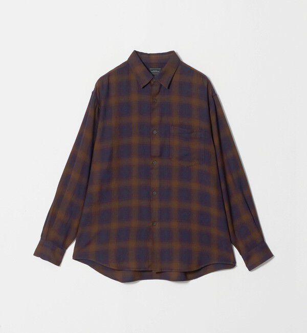 UNITED ARROWS green label relaxing「コットン レーヨン パターン ジャストルーズ レギュラーカラー 長袖 シャツ」|シャツ・ブラウス|DK.BROWN