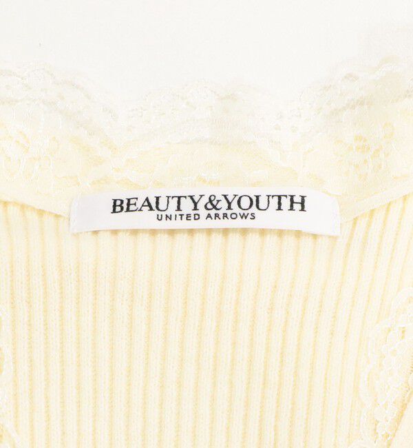 BEAUTY&YOUTH UNITED ARROWS「コットンカシミヤ レーストリム Vネックカーディガン ウォッシャブル」|カーディガン|