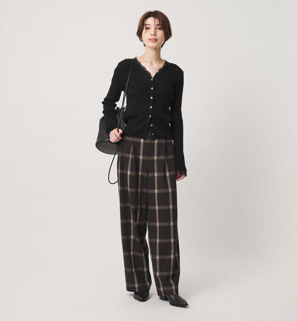 BEAUTY&YOUTH UNITED ARROWS「コットンカシミヤ レーストリム Vネックカーディガン ウォッシャブル」|カーディガン|
