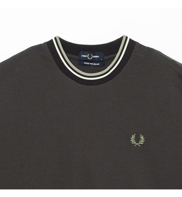 BEAMS「BEAMS｜【別注】FRED PERRY / Oversized Tipped Pique T-shirt｜Tシャツ｜半袖 鹿の子素材」|Tシャツ・カットソー|