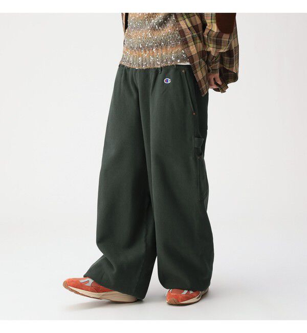 BEAMS「【別注】Champion / リバースウィーブ（R）ワイド ペインターパンツ」|チノ|BLACK