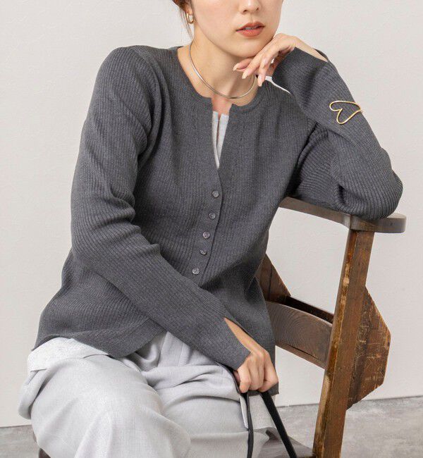 NOLLEY'S「【TORRAZZO DONNA/トラッゾドンナ】Layered V-Neck Top」|ニット・セーター|グレー系1