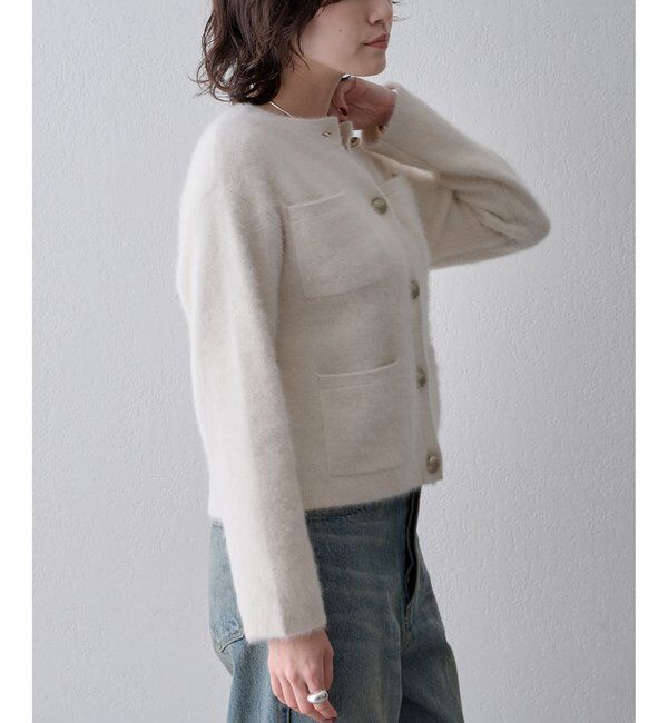  「〈WEB限定カラーあり〉カシミヤ混ファークルーネックニットジャケット」|ニット・セーター|