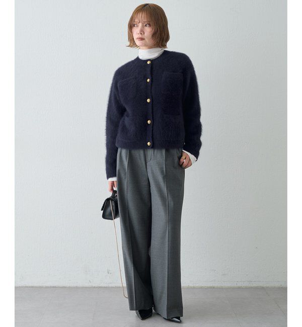  「〈WEB限定カラーあり〉カシミヤ混ファークルーネックニットジャケット」|ニット・セーター|