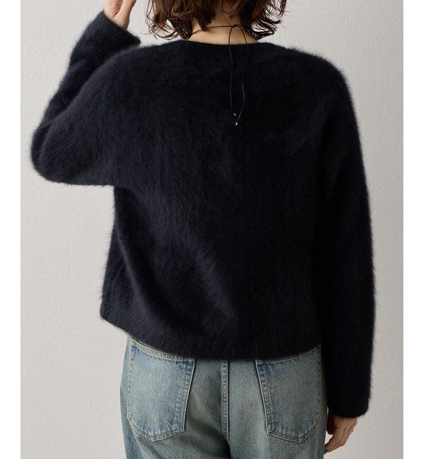  「〈WEB限定カラーあり〉カシミヤ混ファークルーネックニットジャケット」|ニット・セーター|