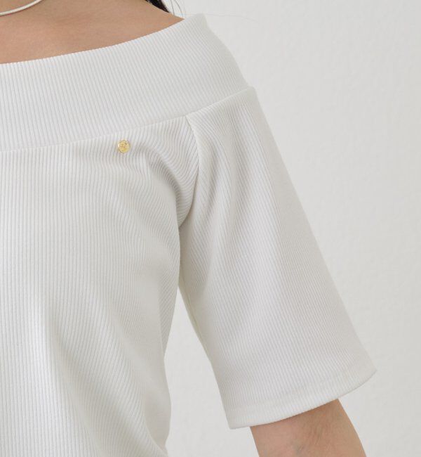  「プレート付きワイドネックT」|Tシャツ・カットソー|