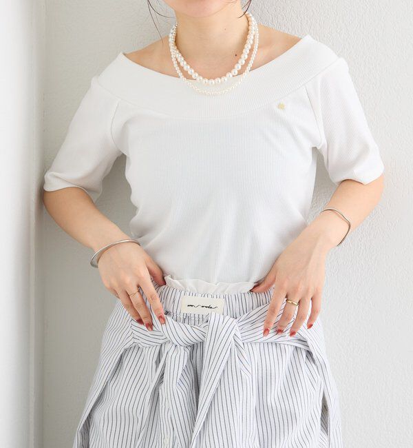  「プレート付きワイドネックT」|Tシャツ・カットソー|
