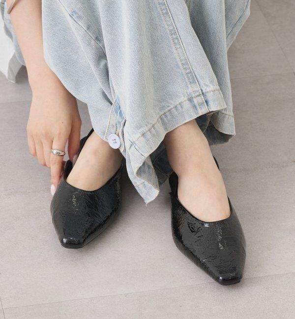  「バックストラップフラットシューズ」|その他|ブラック