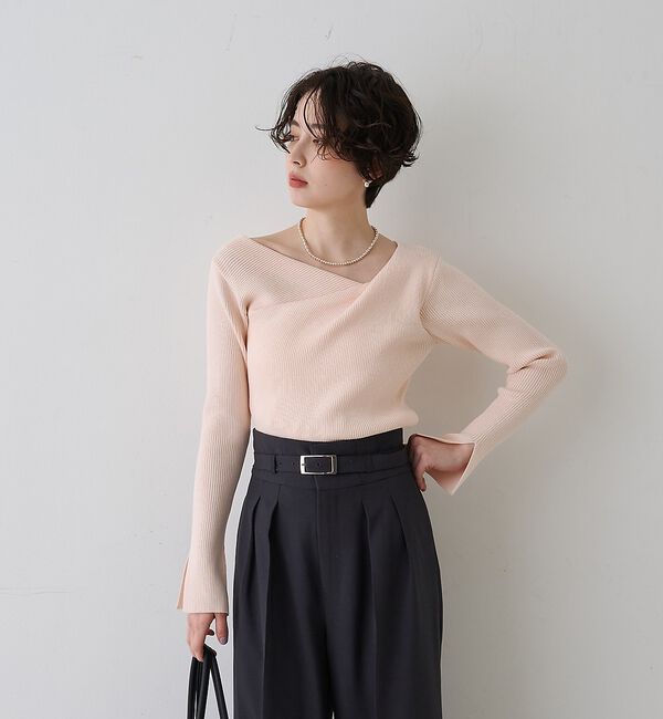 Rouge vif「【一部店舗限定】ドレープスリットスリーブリブニット【予約】」|ニット・セーター|