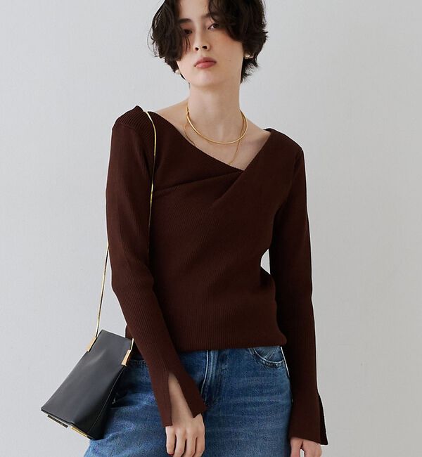 Rouge vif「【一部店舗限定】ドレープスリットスリーブリブニット【予約】」|ニット・セーター|