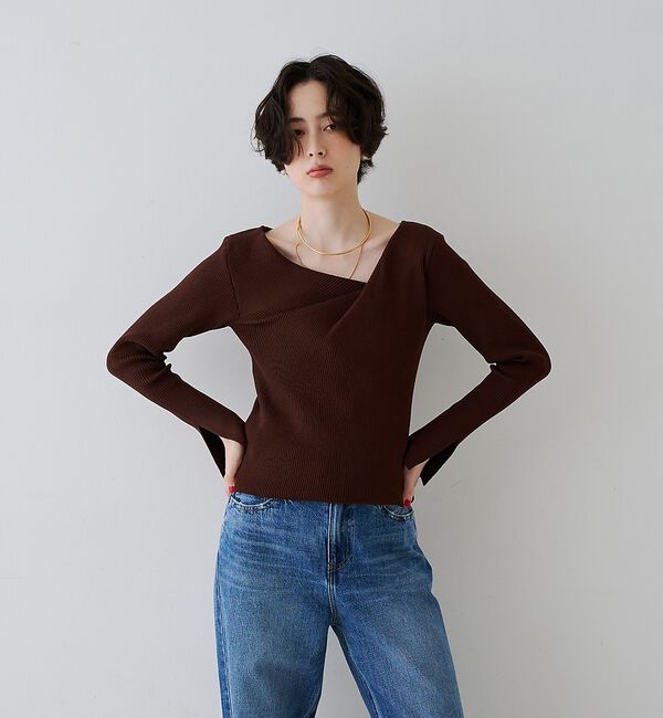Rouge vif「【一部店舗限定】ドレープスリットスリーブリブニット【予約】」|ニット・セーター|
