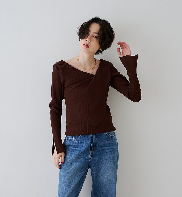 Rouge vif「【一部店舗限定】ドレープスリットスリーブリブニット【予約】」|ニット・セーター|