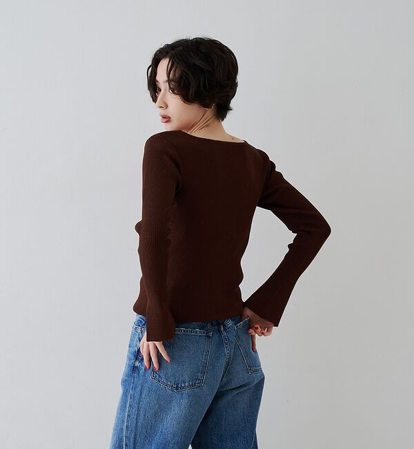 Rouge vif「【一部店舗限定】ドレープスリットスリーブリブニット【予約】」|ニット・セーター|