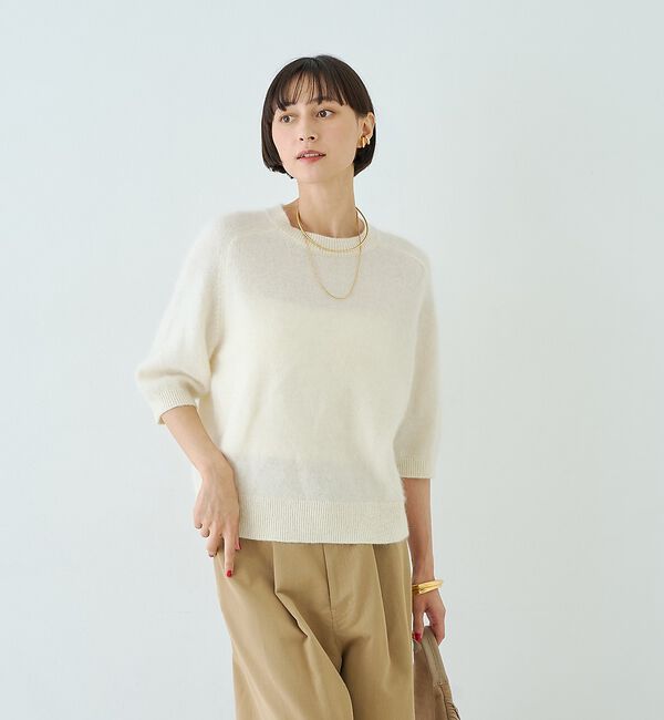 Rouge vif「カシミヤ混ウール半袖ニット」|ニット・セーター|