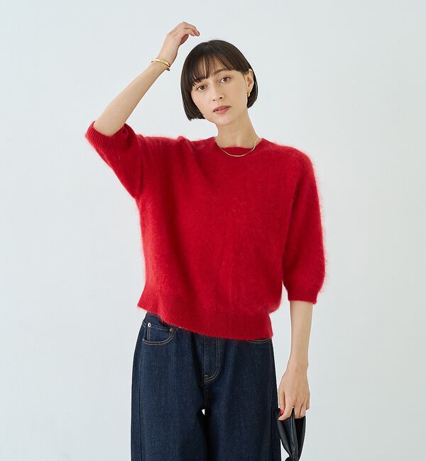 Rouge vif「カシミヤ混ウール半袖ニット」|ニット・セーター|