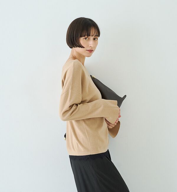 Rouge vif「【セットアップ対応】前後2WAYウール混フレアスリーブプルオーバー」|ニット・セーター|