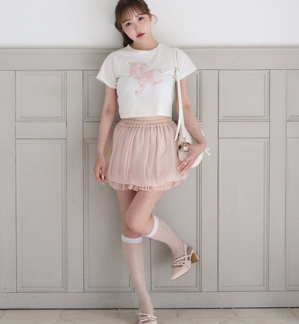  「ビジュー付きロゴアソートサスティナブルTシャツ」|プルオーバー|