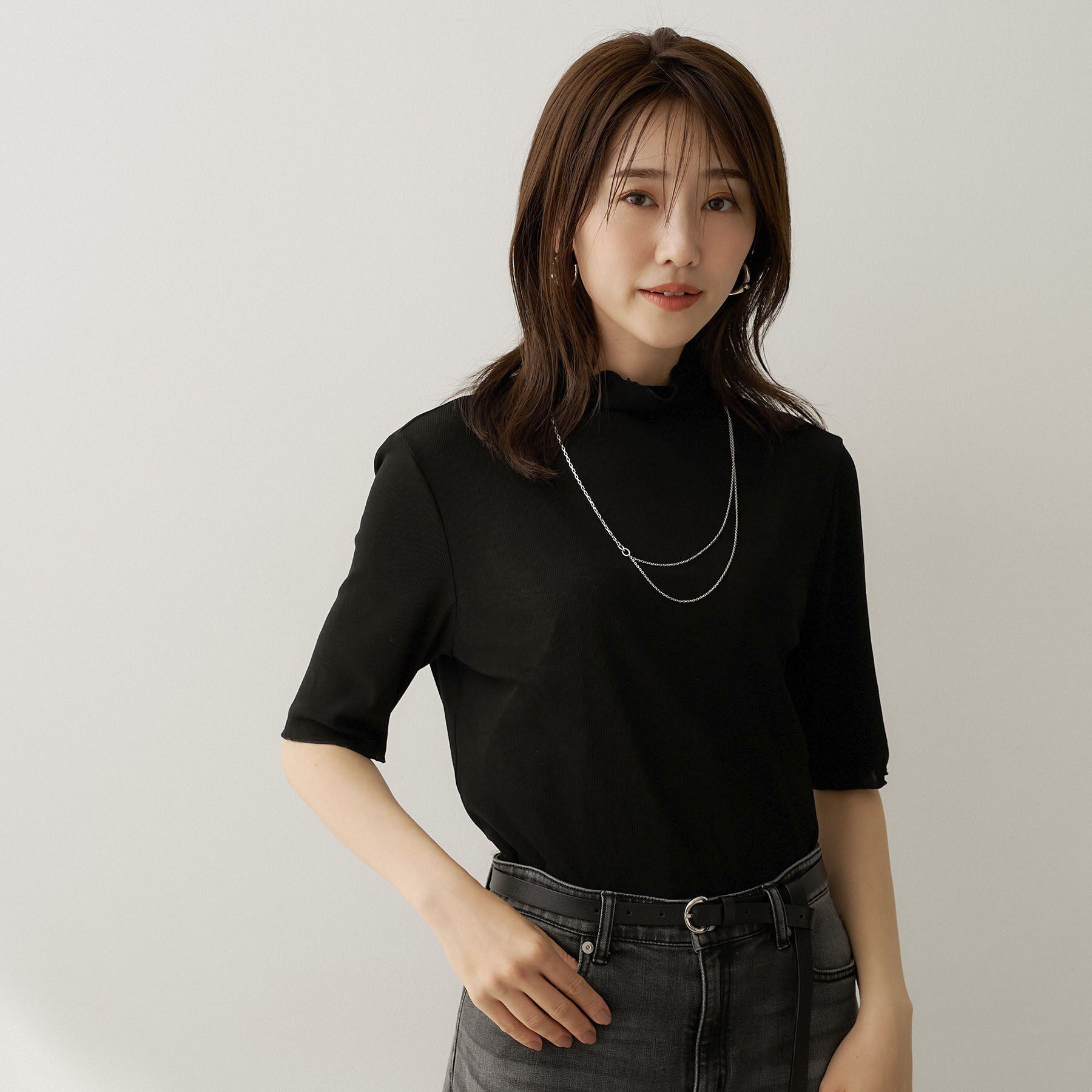 UNTITLED「【重ね着レイヤードに】シアーテレコハイネックトップス」|Tシャツ・カットソー|
