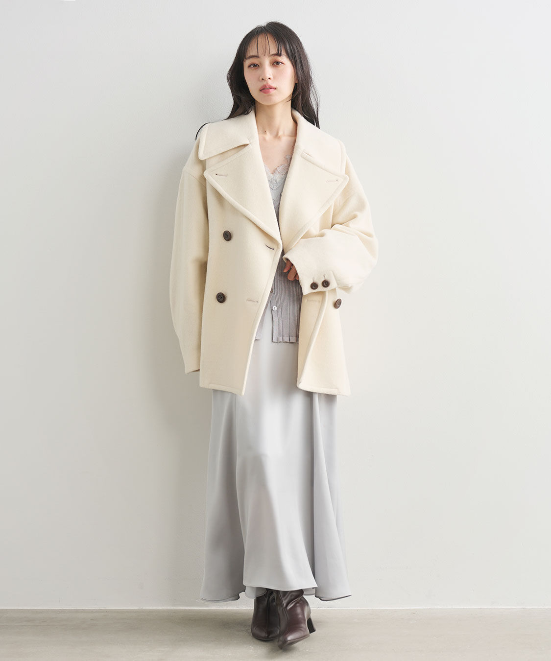 COCO DEAL「コンパクトリブカーデ&times;サテンキャミワンピース」|ワンピース|