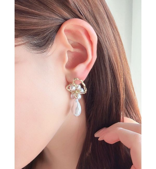 RESEXXY「バロックパールハートモチーフピアス」|ピアス|ゴールド