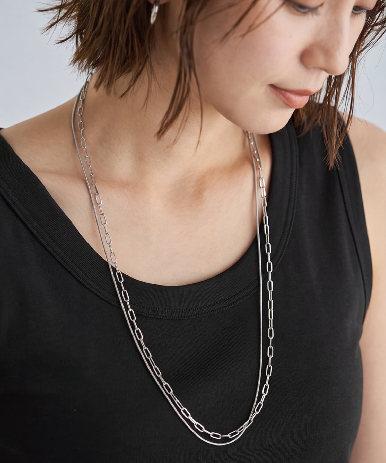 STYLE DELI「70cmクリップチェーン２連ロングネックレス」|ネックレス|シルバー