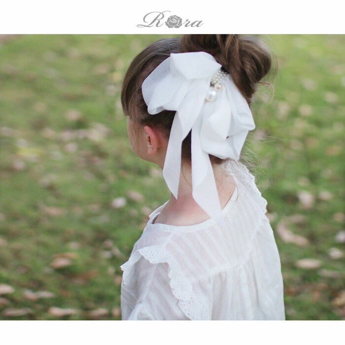 BACKYARD FAMILY「Rora ヘアゴム キッズ 通販 ルボン 髪ゴム 髪飾り 髪留め リボン シフォン 大きい パール」|ヘアゴム・シュシュ|