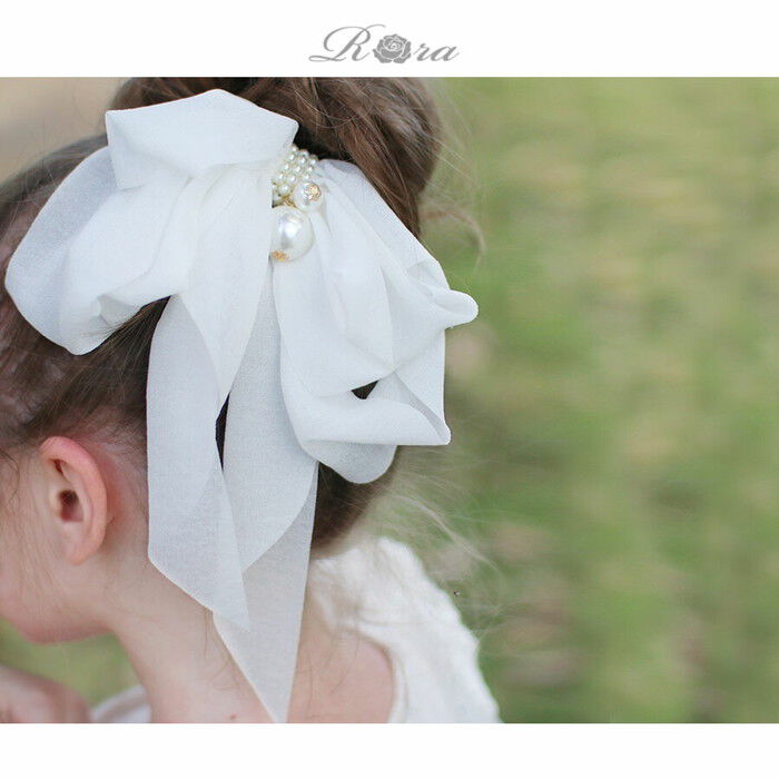 BACKYARD FAMILY「Rora ヘアゴム キッズ 通販 ルボン 髪ゴム 髪飾り 髪留め リボン シフォン 大きい パール」|ヘアゴム・シュシュ|