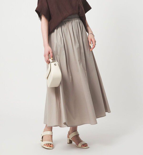 UNITED ARROWS green label relaxing「WONDER CLOTH ボリューム スカート マシンウォッシャブル ストレッチ 接触冷感 吸水速乾」|フレア|BEIGE