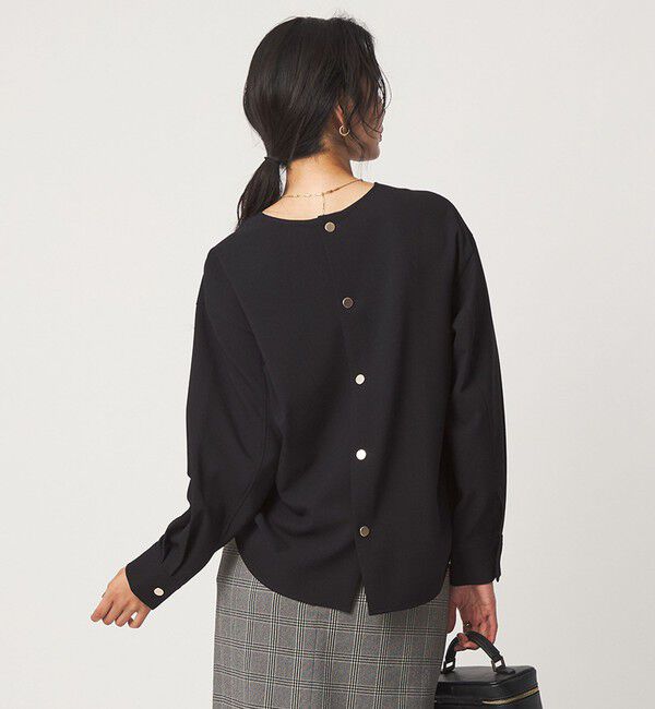 UNITED ARROWS green label relaxing「fleurie(フルリー) バック ボタン プルオーバー ブラウス」|シャツ・ブラウス|NAVY