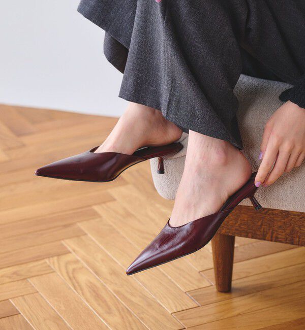 BEAUTY&YOUTH UNITED ARROWS「レザー ポインテッドトゥ ミュール」|サンダル|WINE